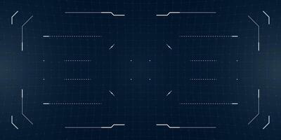 Cyber HUD design with camera glitch effects and VR blueprint grid. Futuristic game interface blends photo elements with distorted panel and tactical overlay. vector
