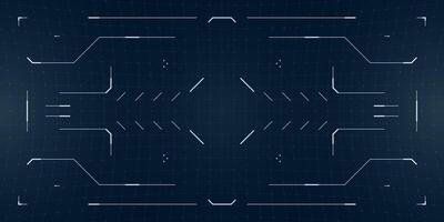 Dynamic HUD overlay with sci fi glitch effects and cyberpunk design. Tactical radar and reticle interface blend with drone monitor and virtual data display. vector
