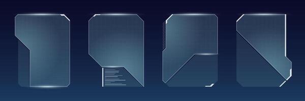 High tech blue HUD screen for online streamers. Futuristic layout with glowing panel frames, digital buttons and abstract sci fi interface. Ideal for cyberpunk broadcasts. vector