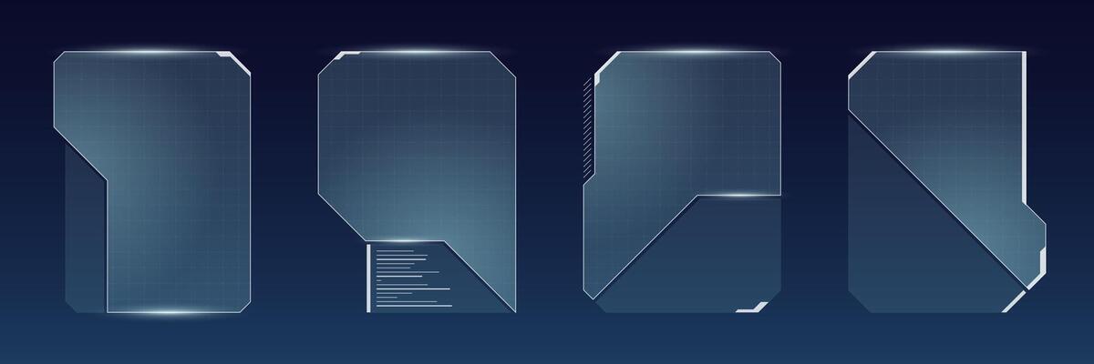 High tech blue HUD screen for online streamers. Futuristic layout with glowing panel frames, digital buttons and abstract sci fi interface. Ideal for cyberpunk broadcasts.