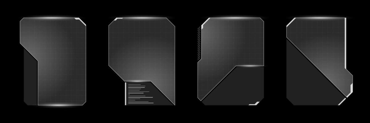 Digital streamer HUD interface with bold UI frame, cyberpunk graphics and floating text buttons. Virtual dashboard mixes sci fi panels, modern menu and TV broadcast effects.