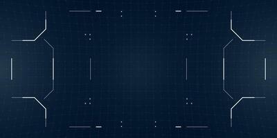 Distorted VR HUD display with futuristic targeting reticle and tactical glitch effects. Drone style view simulates cybersport camera feed over a tech background. vector
