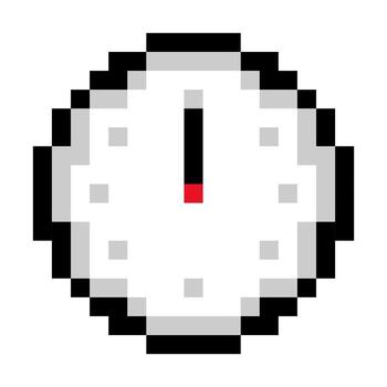 Round analog clock showing midnight pixel art isolated on white background vector