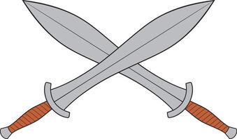 Crossed Spartan Swords Color vector