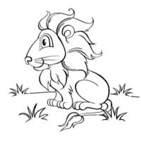 Cute cartoon lion. Black and white illustration for coloring book vector