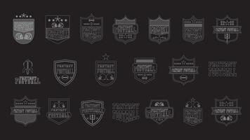 Monochrome Sport Emblem Fantasy Football Logos Collection for American Football Branding Design vector