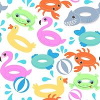 seamless pattern with inflatable rings vector