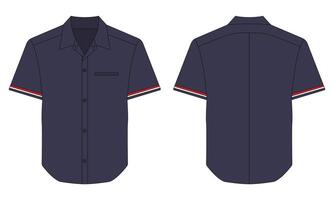Short sleeve button down shirt mockup front and back view vector