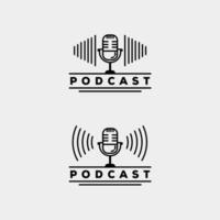 microphone podcast music icon logo illustration design vector