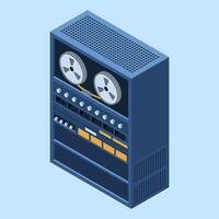 Server rack. Isometric server. Server network equipment. Computer network technology. Isometric technology vector