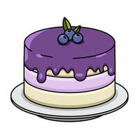 Blueberry cake. Cake with berries. Delicious sweet dessert concept. Happy birthday. Colorful decorative design elements. illustration vector