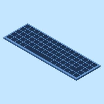 Isometric computer keyboard. Modern computer keyboard. Computer hardware components. Isometric technology. illustration vector