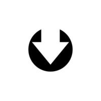 Symbol representing download action in a minimalist design featuring arrows pointing downward, perfect for digital applications and interfaces vector