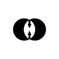 Symmetrical black and white graphic representing duality and balance in design with intersecting shapes vector