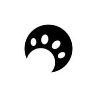 Unique black and white crescent moon design with paw print elements suitable for art or graphic use vector