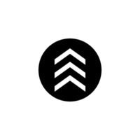 Symbol of upward movement displayed on a black background with white arrows representing progress and direction in design vector
