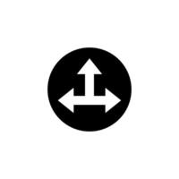 Directional arrows symbol representing movement and choice in navigation and decision making on a black background vector