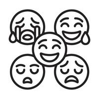 Five Emoticons Showing Different Emotions In A Circle emoji face vector