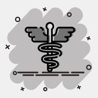 Icon aesculapius. Medical element. Icon in comic style vector