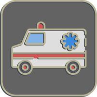 Icon ambulance. Medical elements. Icon in embossed style. vector