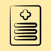 Icon medical report. Medical elements. Icon in hand drawn style. vector