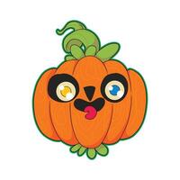 Cute funny pumpkin with tongue out perfect for Halloween party decorations stickers greeting cards apparel prints and fun spooky themed creative design projects to bring joyful autumn vibes vector