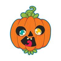 Funny cute pumpkin with tongue out and silly expression ideal for Halloween party decorations greeting cards stickers apparel prints and fun spooky themed projects to brighten autumn celebrations vector