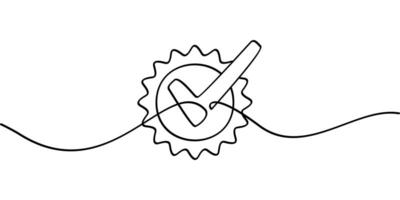 Continuous line drawing of quality control symbol. Abstract line art illustration. vector