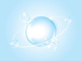 Bubbles and sphere on a blue background vector