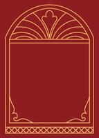 Gift envelope decorated with gold color on red background, gold vintage frame vector