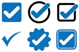 Blue check mark, graphic element, check mark vector