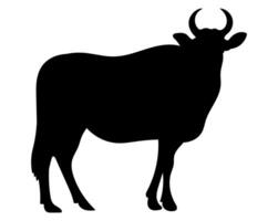 Shadow of a cow with horns, black shadow, cow vector