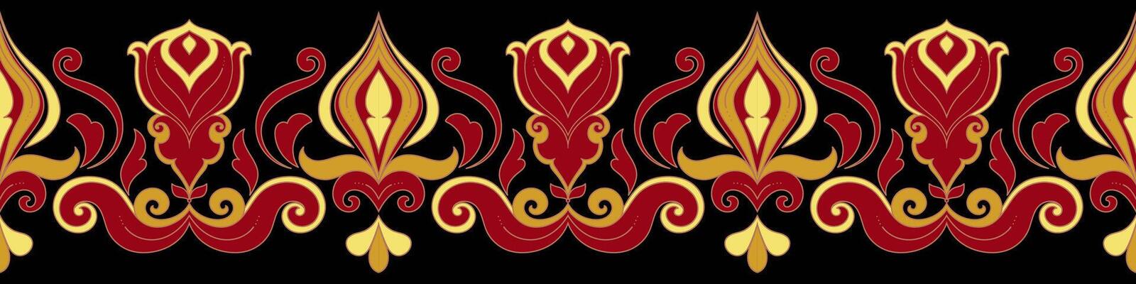 Red abstract fire border, fabric pattern frame border