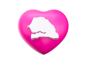 Pink Heart With Map Of Senegal 3d Illustration png