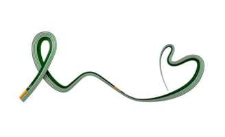Flag Of Kashmir heart shape shiny wavy ribbon with crescent moon and star. 3D Illustration. png