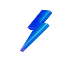 A glowing blue 3D lightning icon with a sleek, modern and electrifying look. 3d illustration png