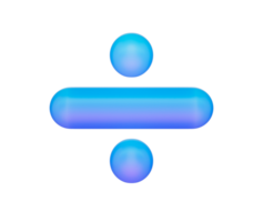 A sleek division symbol with a matte blue finish and soft lighting.. 3d illustration png