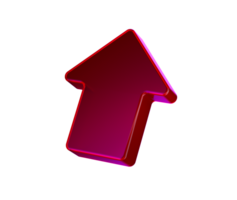 A bold red arrow icon pointing upward, symbolizing progress, direction and growth. 3D Illustration png