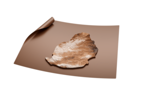 Map Of Mauritius Style Brown On Unrolled Map Paper Sheet 3d png