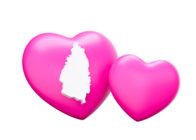 Shiny Pink Hearts With Map Of Saint Lucia 3d Illustration png
