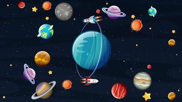 Animated journey across a vibrant, stylized universe video