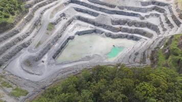 Drone captures quarry with water-filled pit video