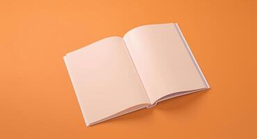 An open book on an orange background photo