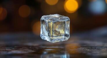 A small ice cube sitting on top of a table photo