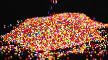 Vibrant sprinkles cascading into a colorful mound video