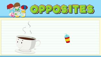Colorful animation contrasts hot coffee with cold drink, highlighting opposites through playful visuals and dynamic transitions video