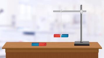Bar magnets interacting on a laboratory setup video