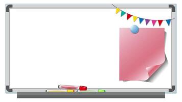 Animation of a whiteboard with colorful flags and sticky notes appearing and disappearing. Simple transitions and clean design video