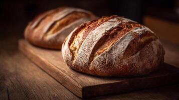 Close look at crunchy bread crust in natural light bread photography photo