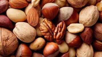 Close-up of Various Fresh Nuts photo